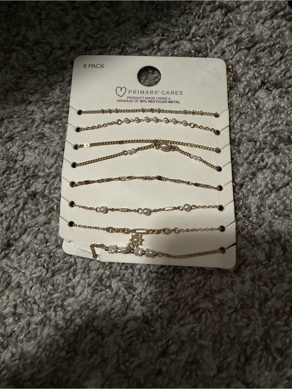 Primark Gold and Pearl ANKLET Set of 8